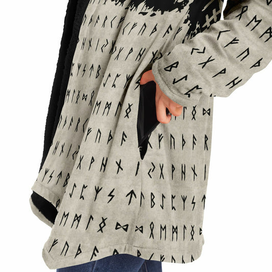 Norse Runes 'Wayfinder' Hooded Fleece Cloak