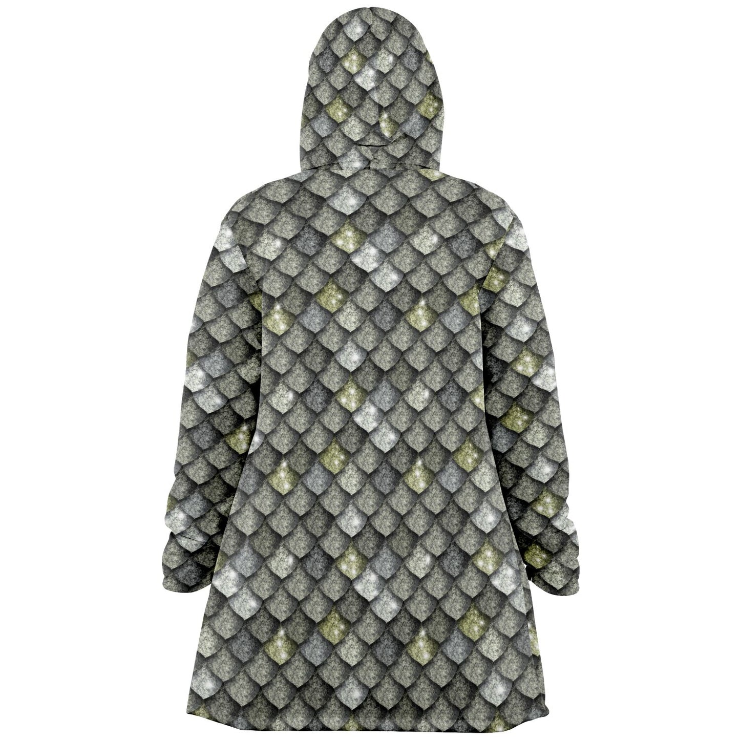 Dragon Scales Hooded Fleece Cloak - METAL