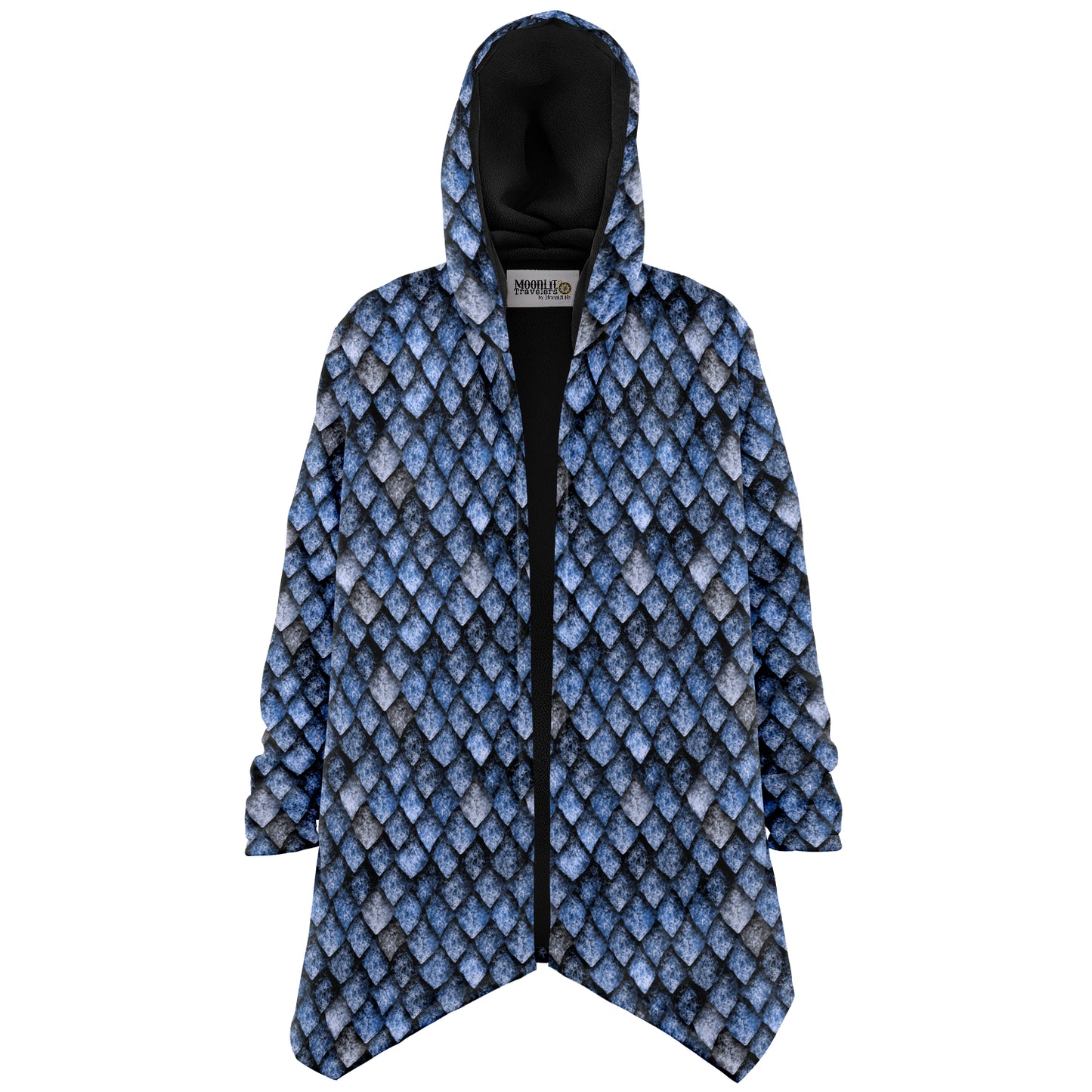 Dragon Scales Hooded Fleece Cloak - BLUE