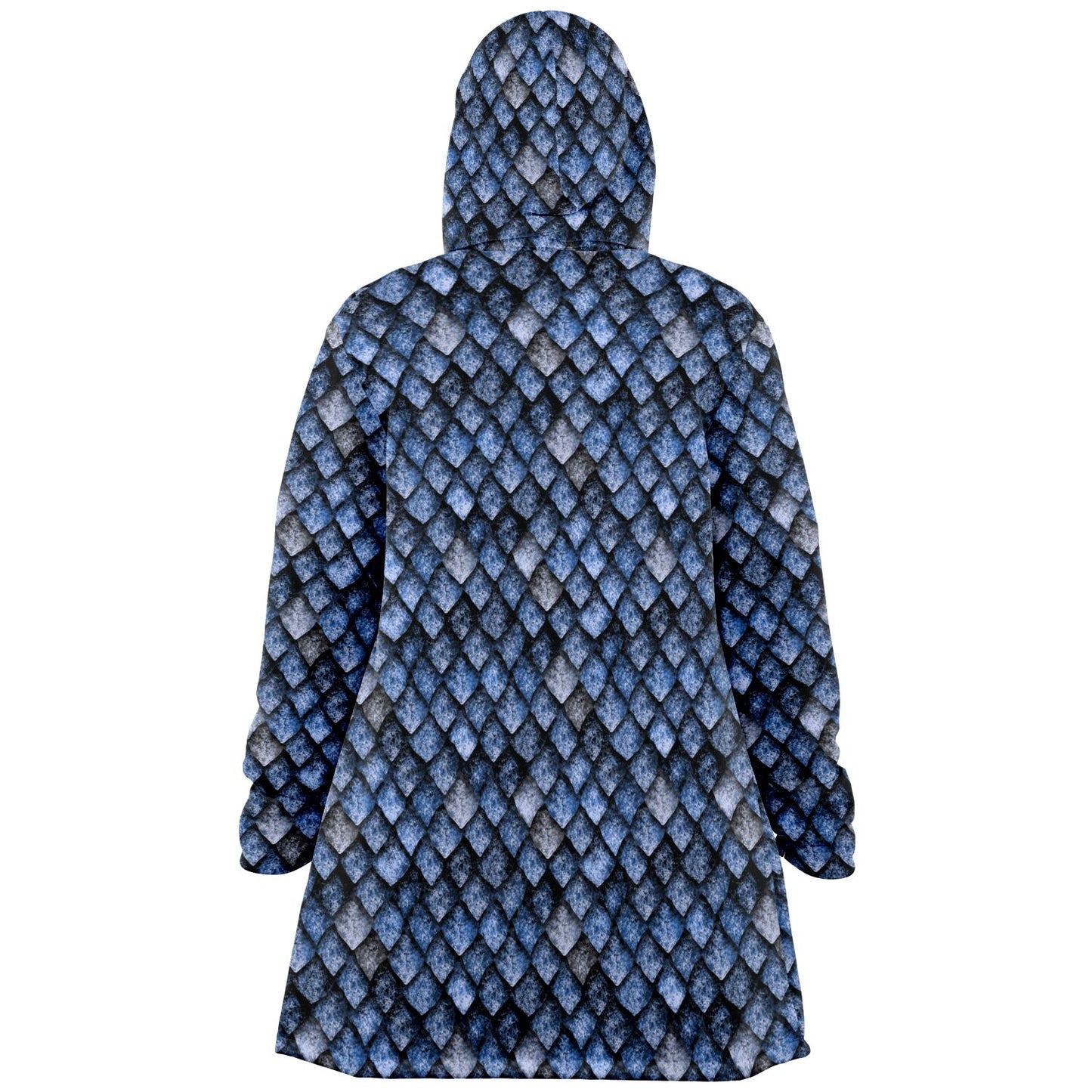 Dragon Scales Hooded Fleece Cloak - BLUE