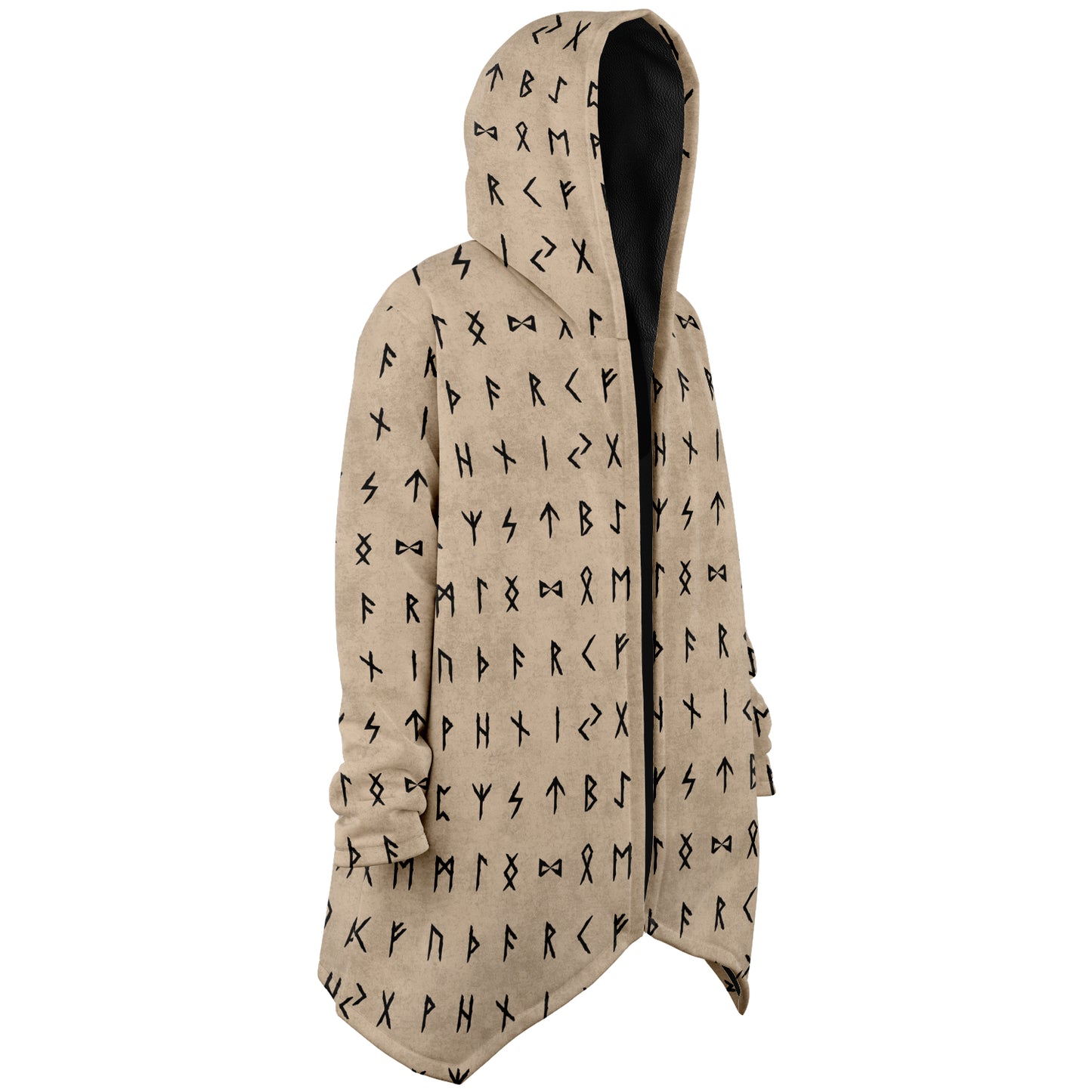 Norse Runes Hooded Fleece Cloak