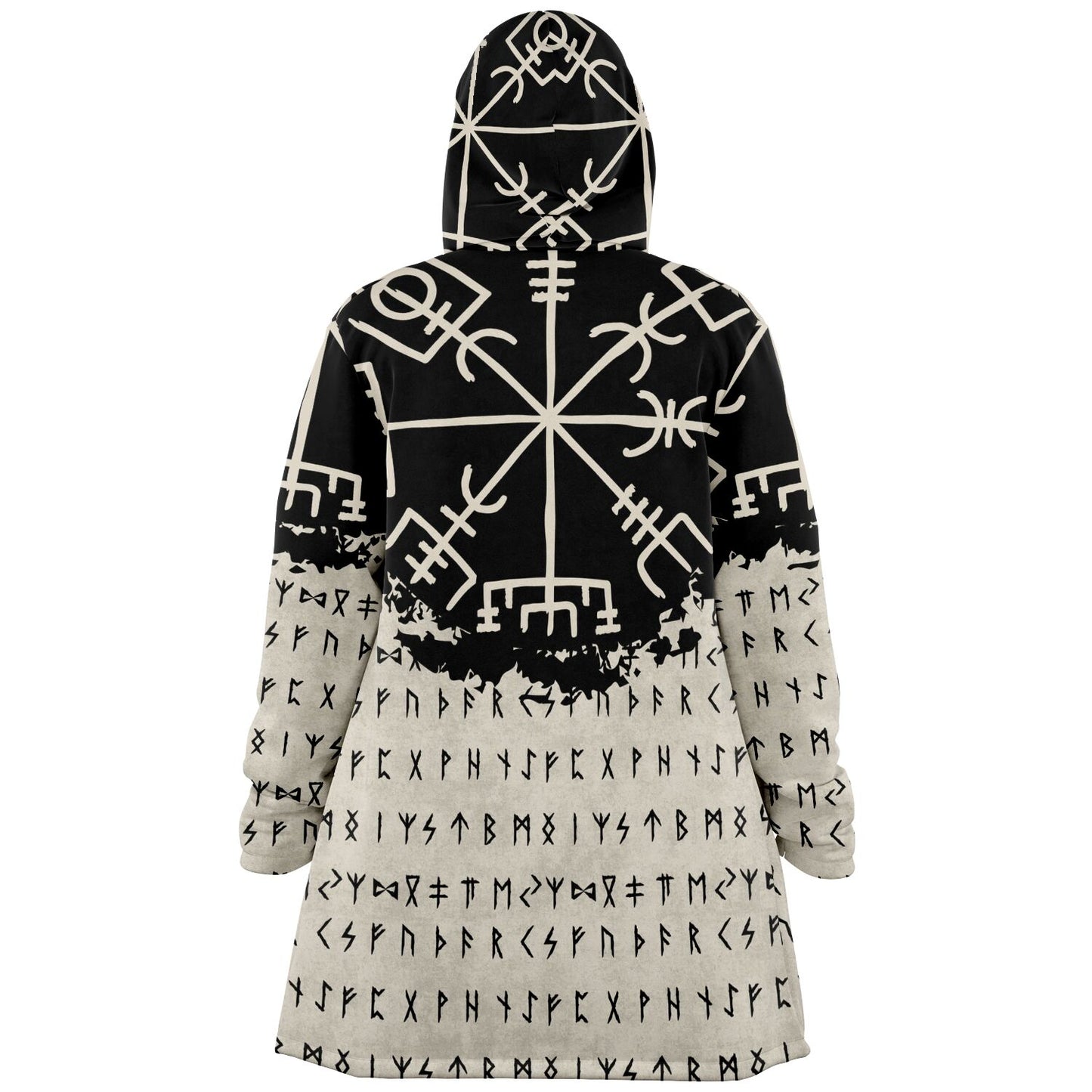 Norse Runes Hooded Fleece Cloak