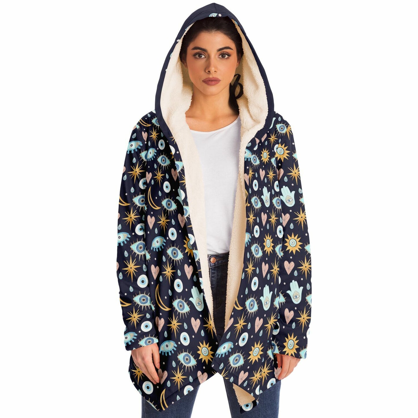Hooded Fleece Cloak - EVIL EYE