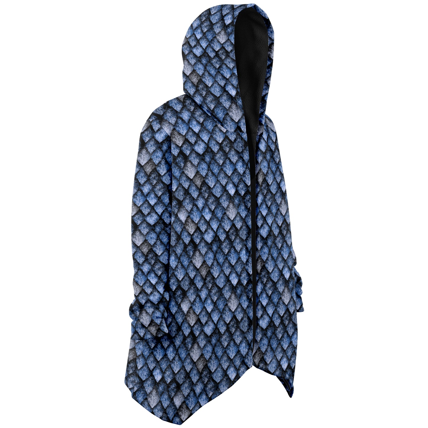 Dragon Scales Hooded Fleece Cloak - BLUE