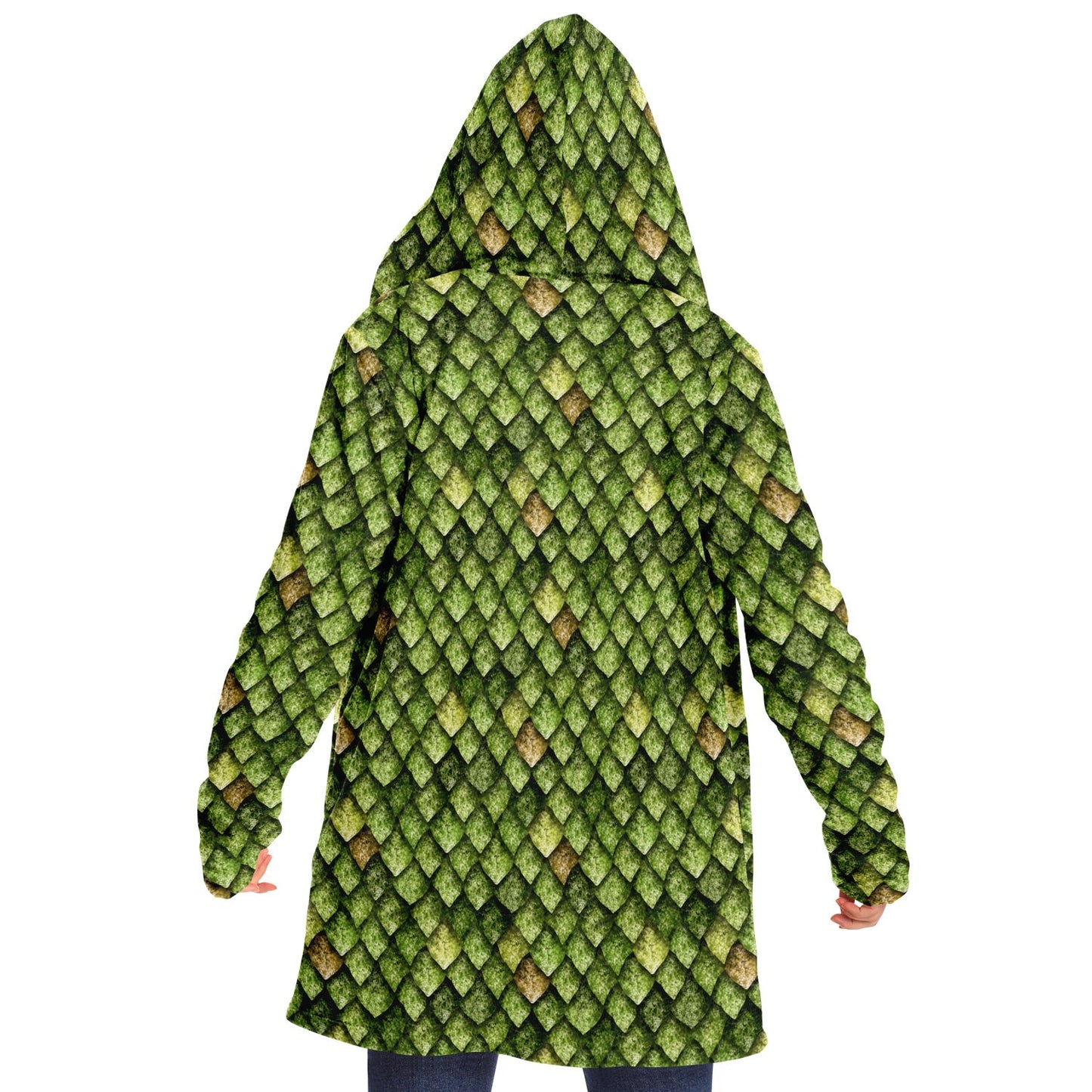Dragon Scales Hooded Fleece Cloak - Welsh Green