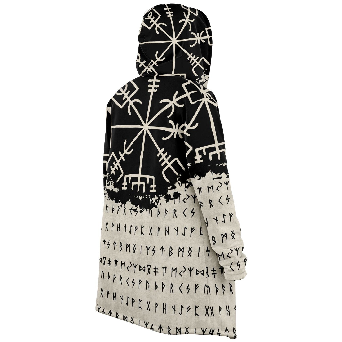Norse Runes Hooded Fleece Cloak
