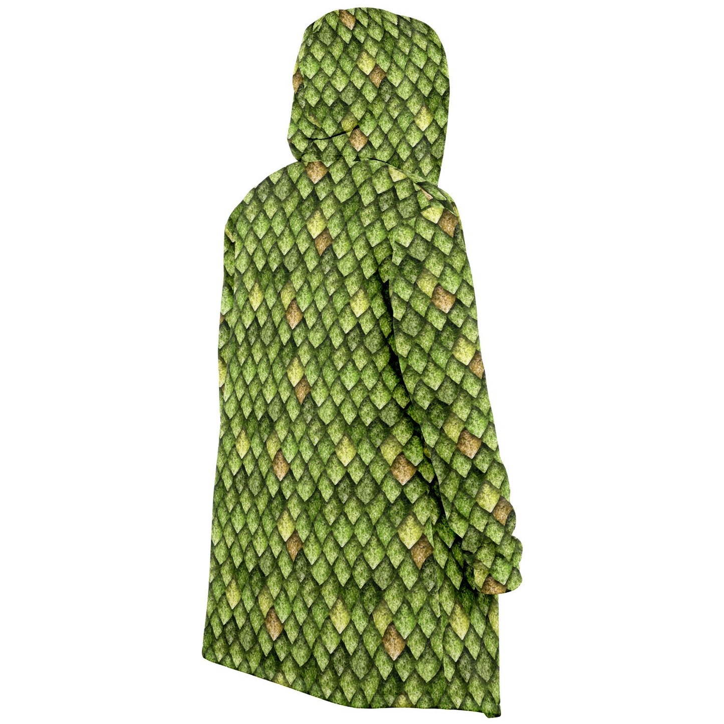 Dragon Scales Hooded Fleece Cloak - Welsh Green