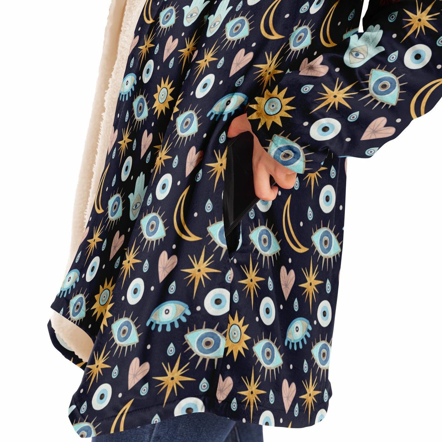 Hooded Fleece Cloak - EVIL EYE