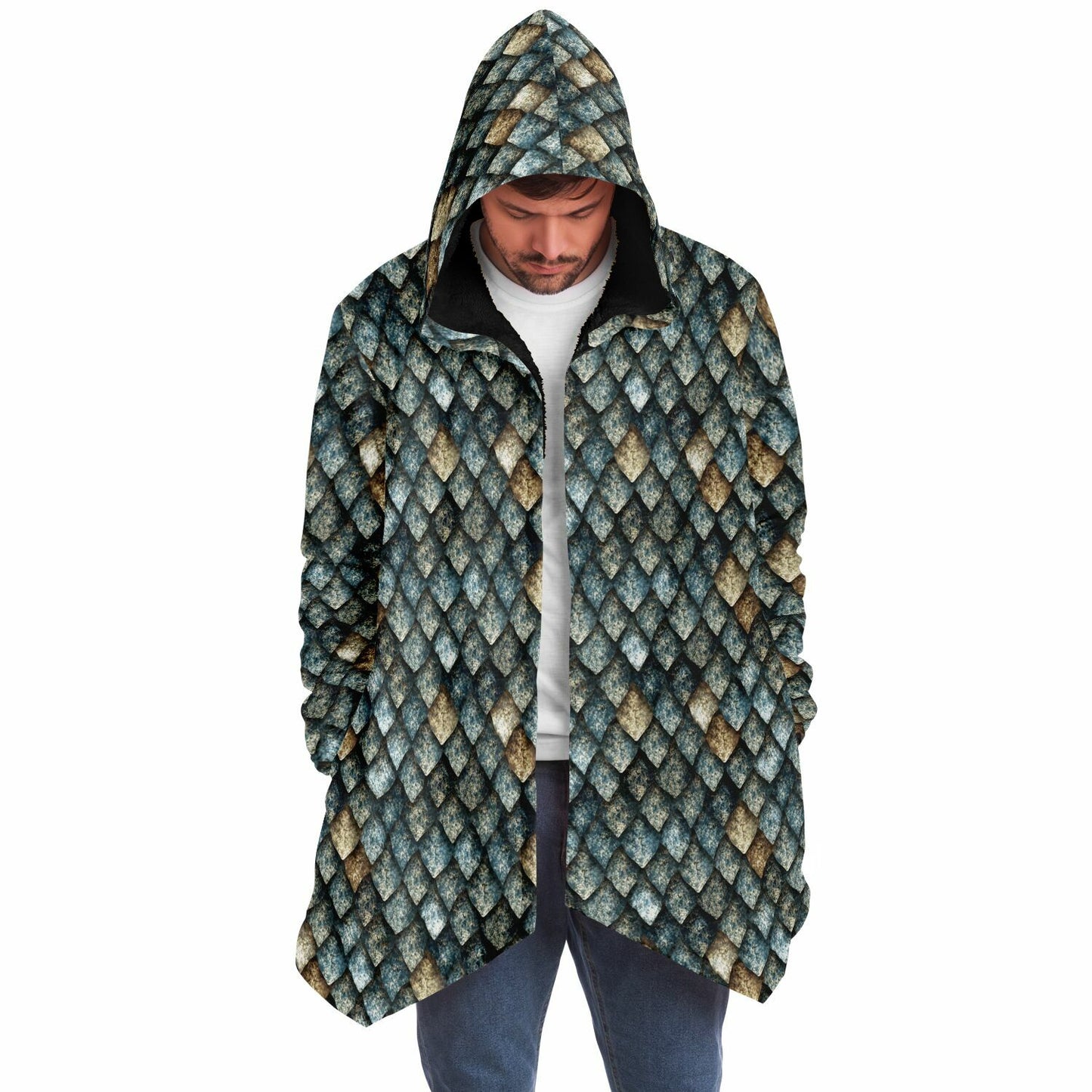 Dragon Scale Hooded Fleece Cloak - Dragon Elder