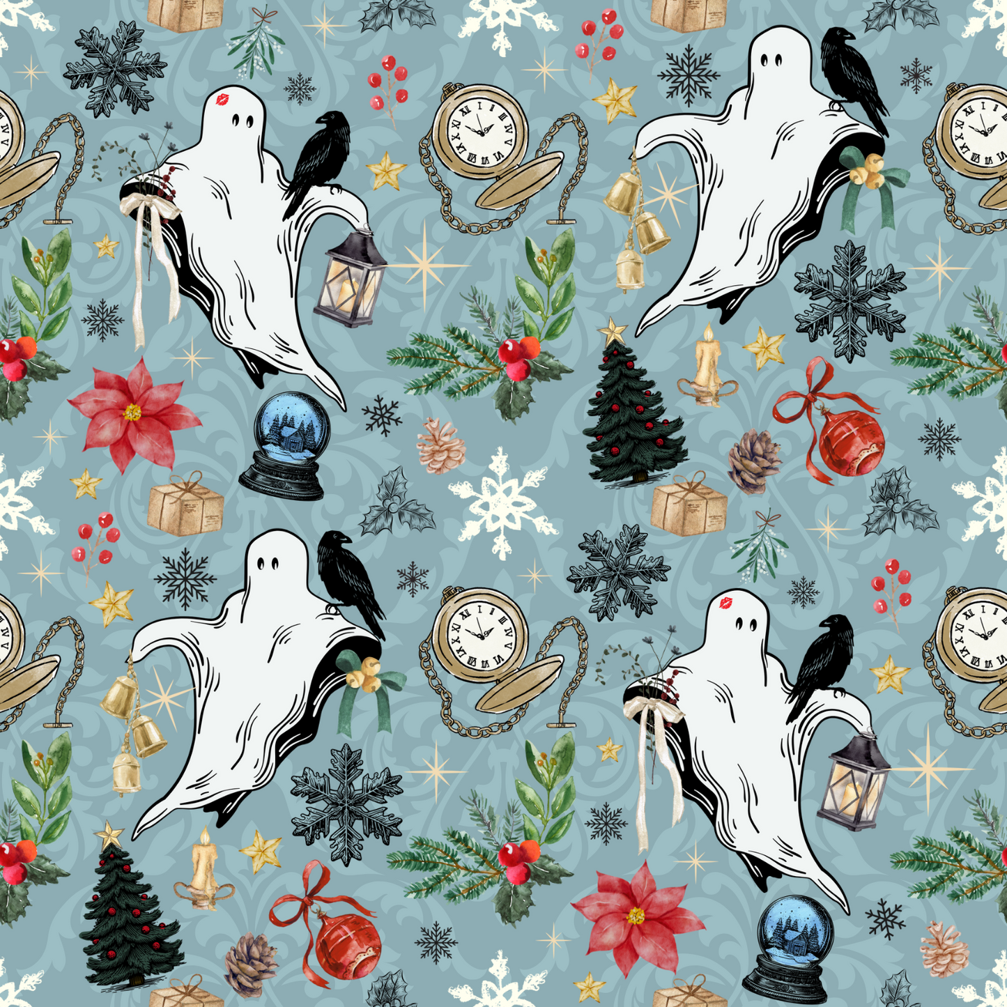 Ghosts of Christmas Past Holiday Long Hoodie