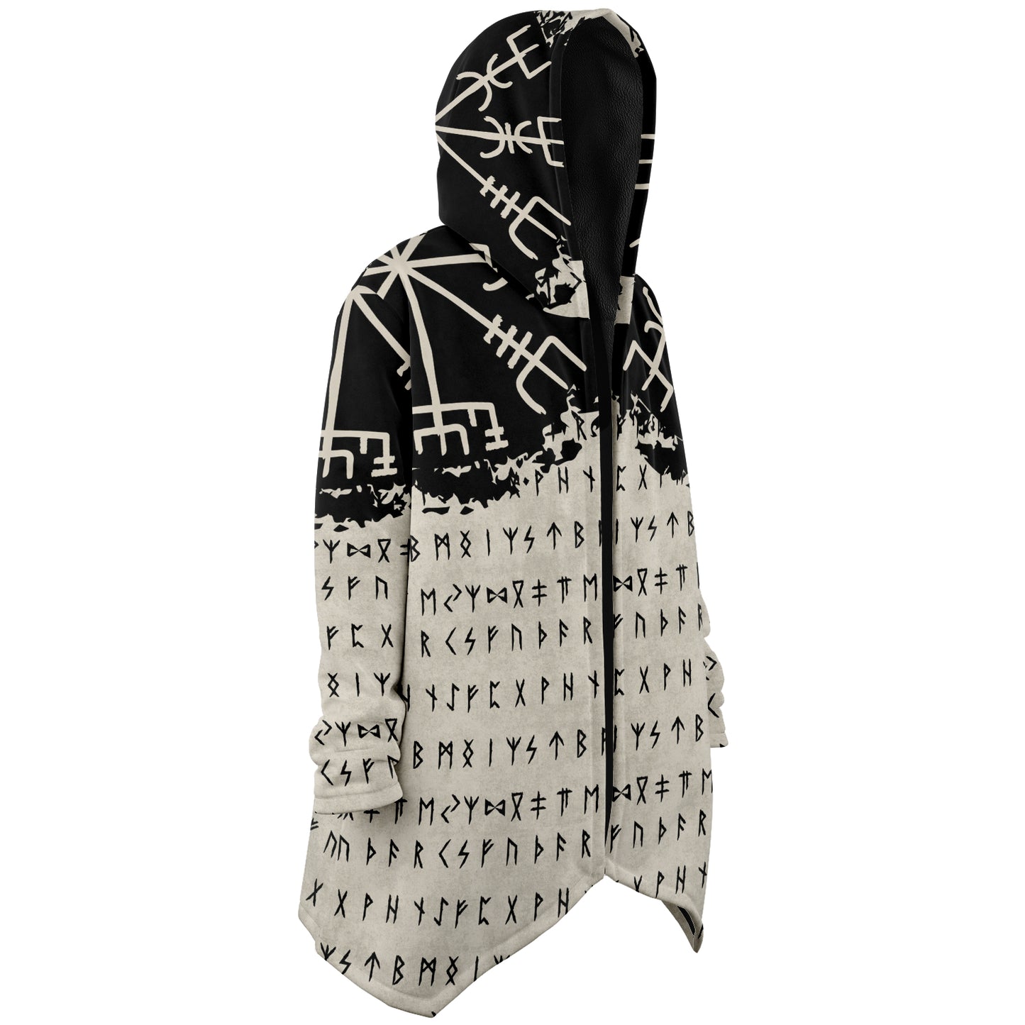 Norse Runes Hooded Fleece Cloak