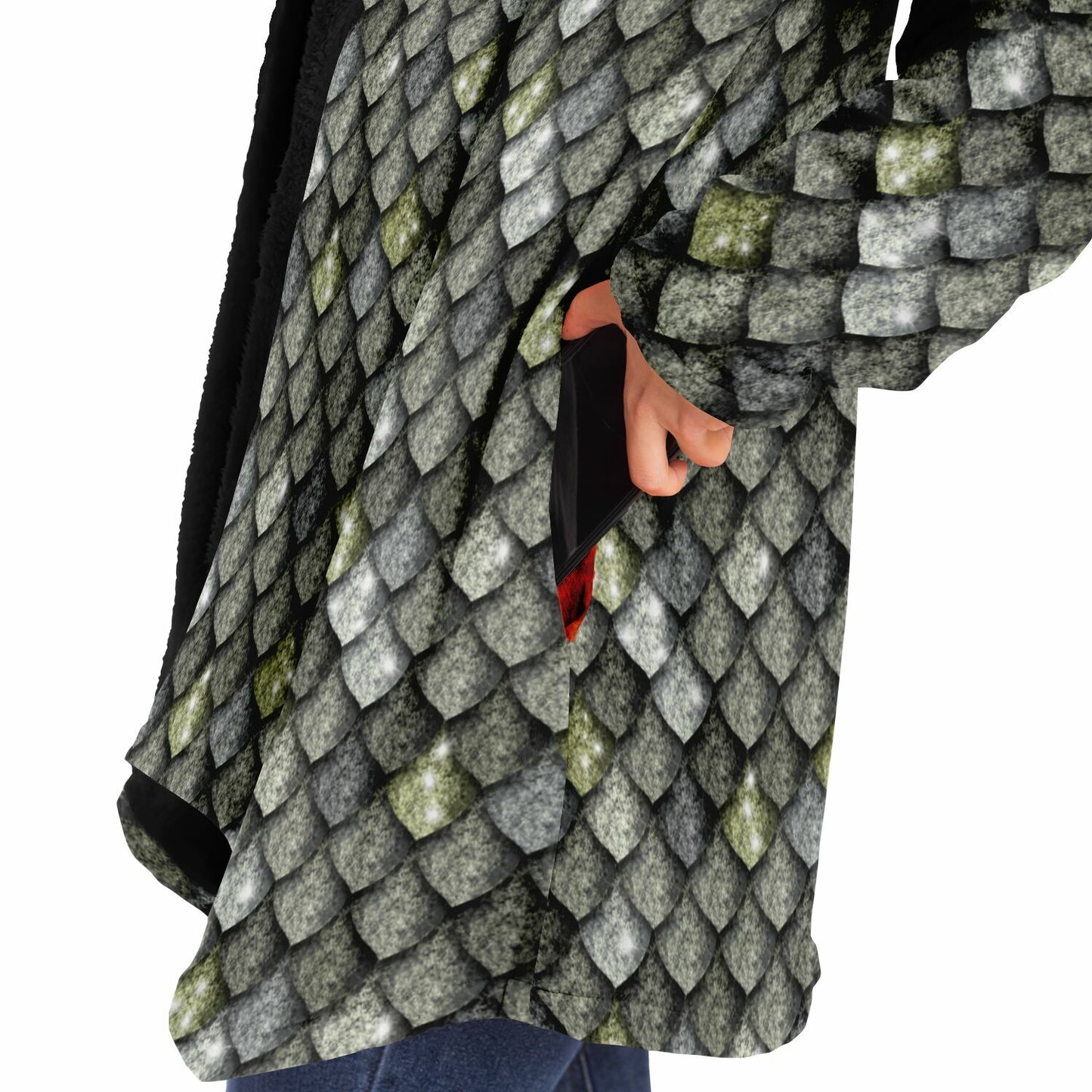 Dragon Scales Hooded Fleece Cloak - METAL