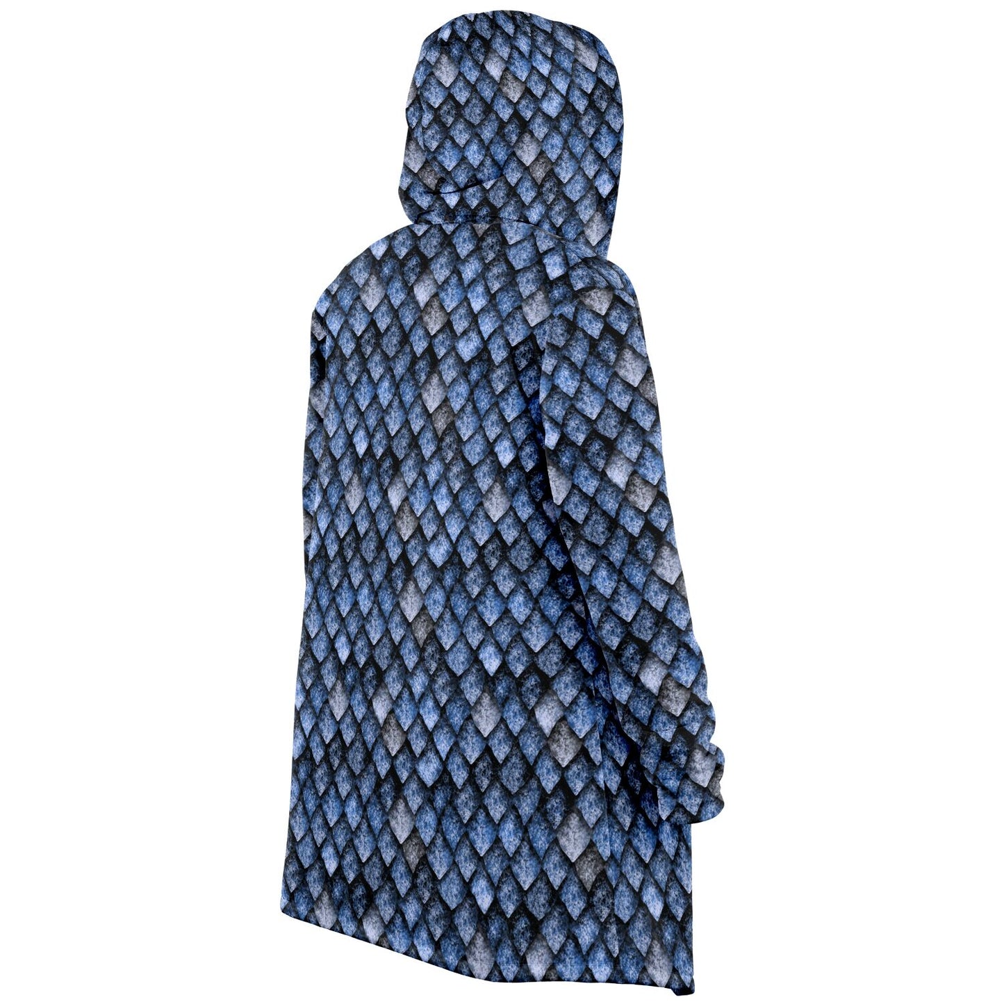 Dragon Scales Hooded Fleece Cloak - BLUE