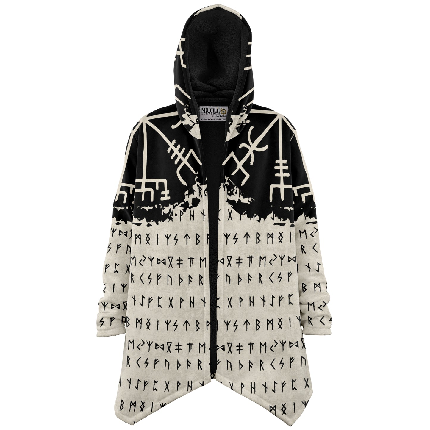 Norse Runes Hooded Fleece Cloak