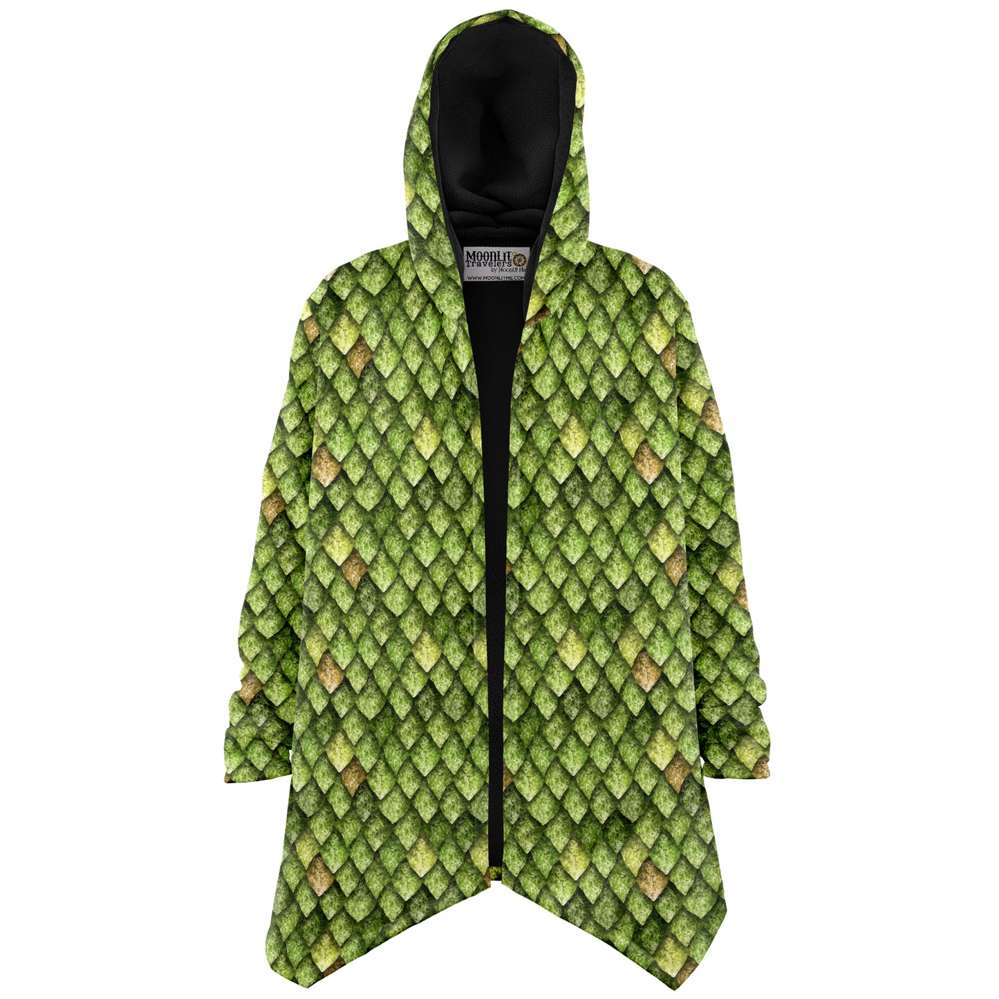 Dragon Scales Hooded Fleece Cloak - Welsh Green