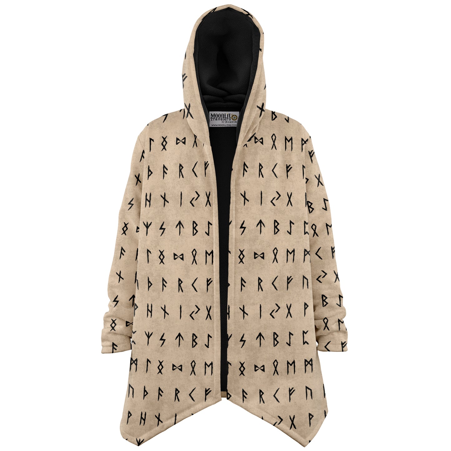 Norse Runes Hooded Fleece Cloak