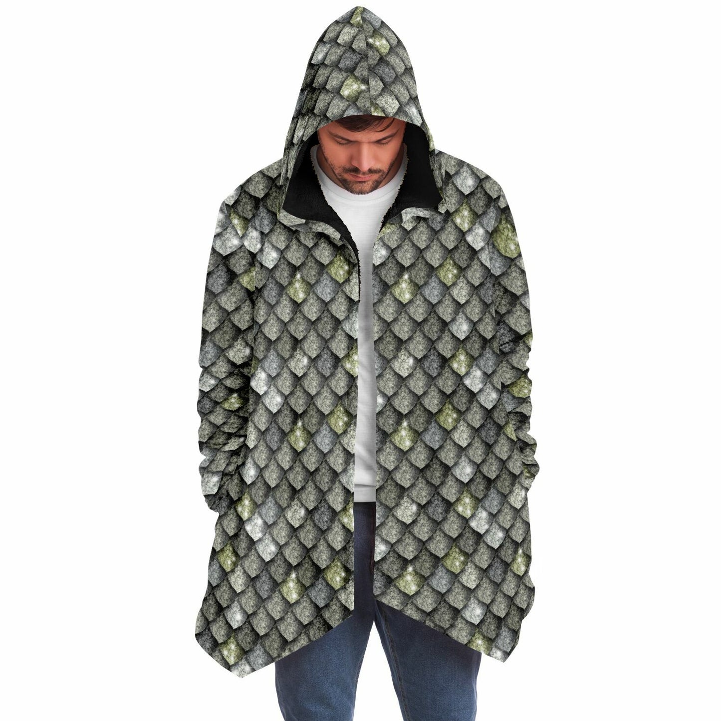 Dragon Scales Hooded Fleece Cloak - METAL