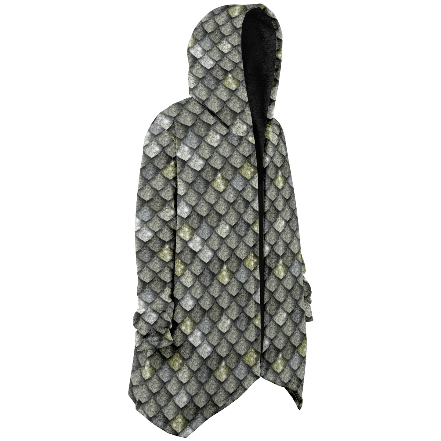 Dragon Scales Hooded Fleece Cloak - METAL