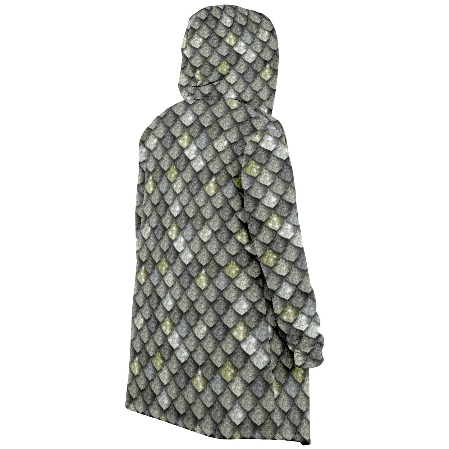 Dragon Scales Hooded Fleece Cloak - METAL