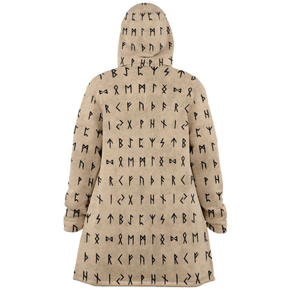 Norse Runes Hooded Fleece Cloak