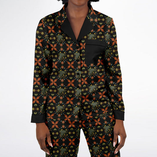 Art Deco Crow Satin Pajamas