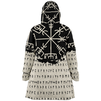 Norse Runes Hooded Fleece Cloak