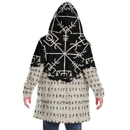 Norse Runes Hooded Fleece Cloak