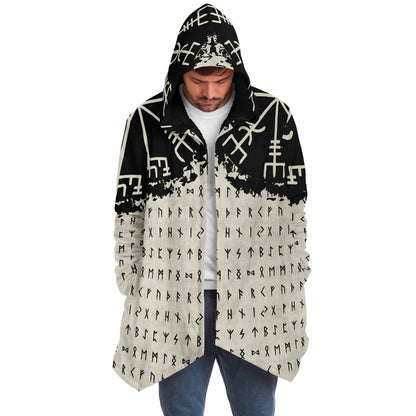 Norse Runes 'Wayfinder' Hooded Fleece Cloak