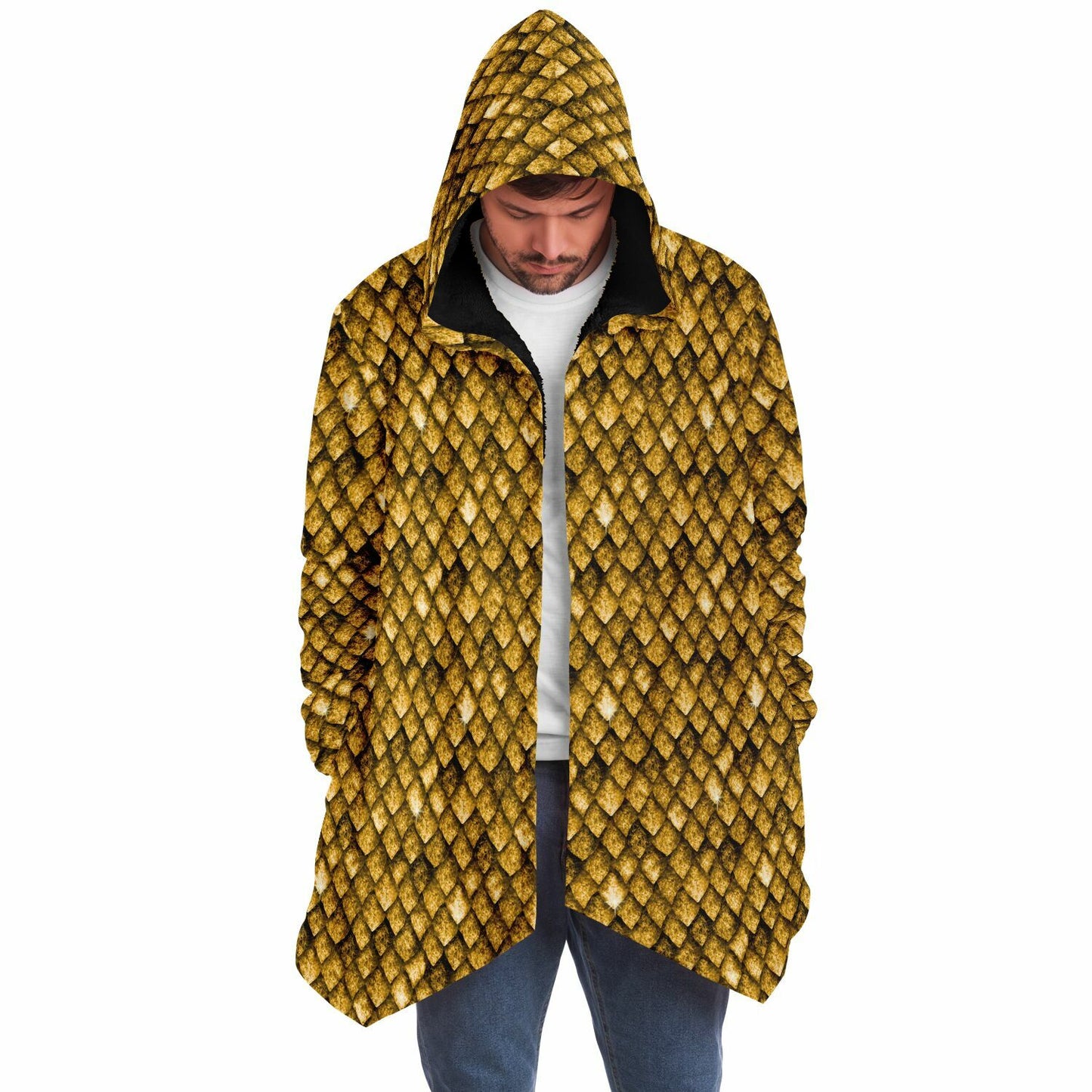 Dragon Scales Hooded Fleece Cloak - GOLD