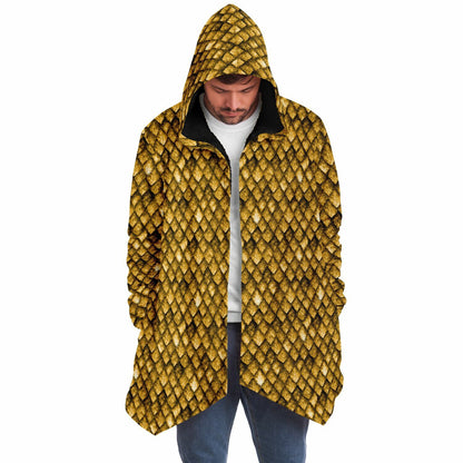 Dragon Scales Hooded Fleece Cloak - GOLD