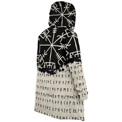 Norse Runes Hooded Fleece Cloak