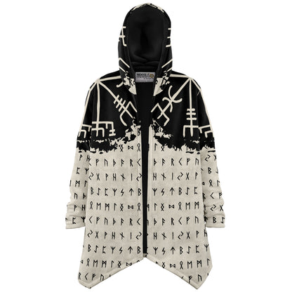 Norse Runes 'Wayfinder' Hooded Fleece Cloak