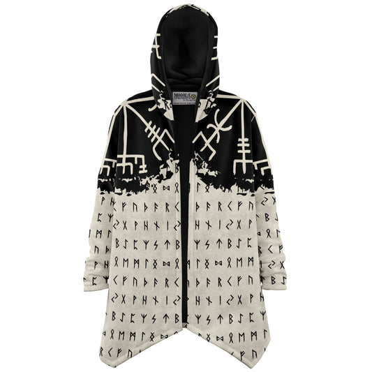 Norse Runes 'Wayfinder' Hooded Fleece Cloak