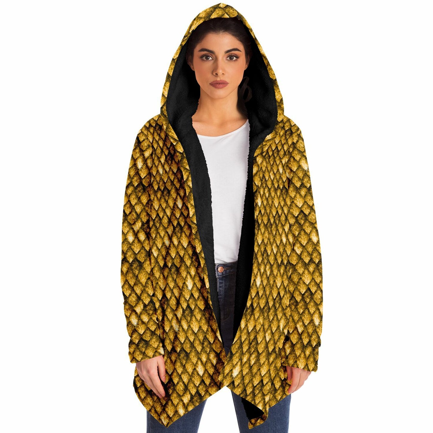 Dragon Scales Hooded Fleece Cloak - GOLD