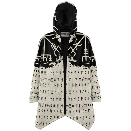 Norse Runes Hooded Fleece Cloak