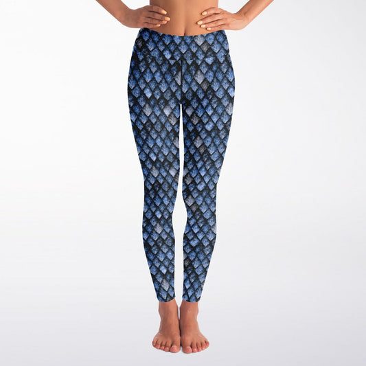 Dragon Scale Yoga Leggings - BLUE DRAGON