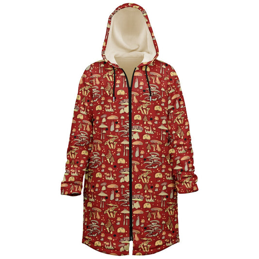 Hooded Fleece Zip Front Cloak - Magical Mushrooms