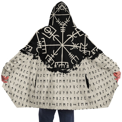 Norse Runes 'Wayfinder' Hooded Fleece Cloak