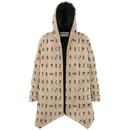 Norse Runes Hooded Fleece Cloak
