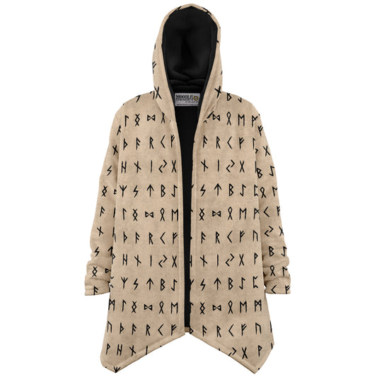 Norse Runes Hooded Fleece Cloak