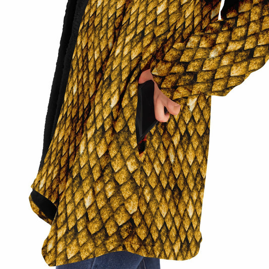 Dragon Scales Hooded Fleece Cloak - GOLD
