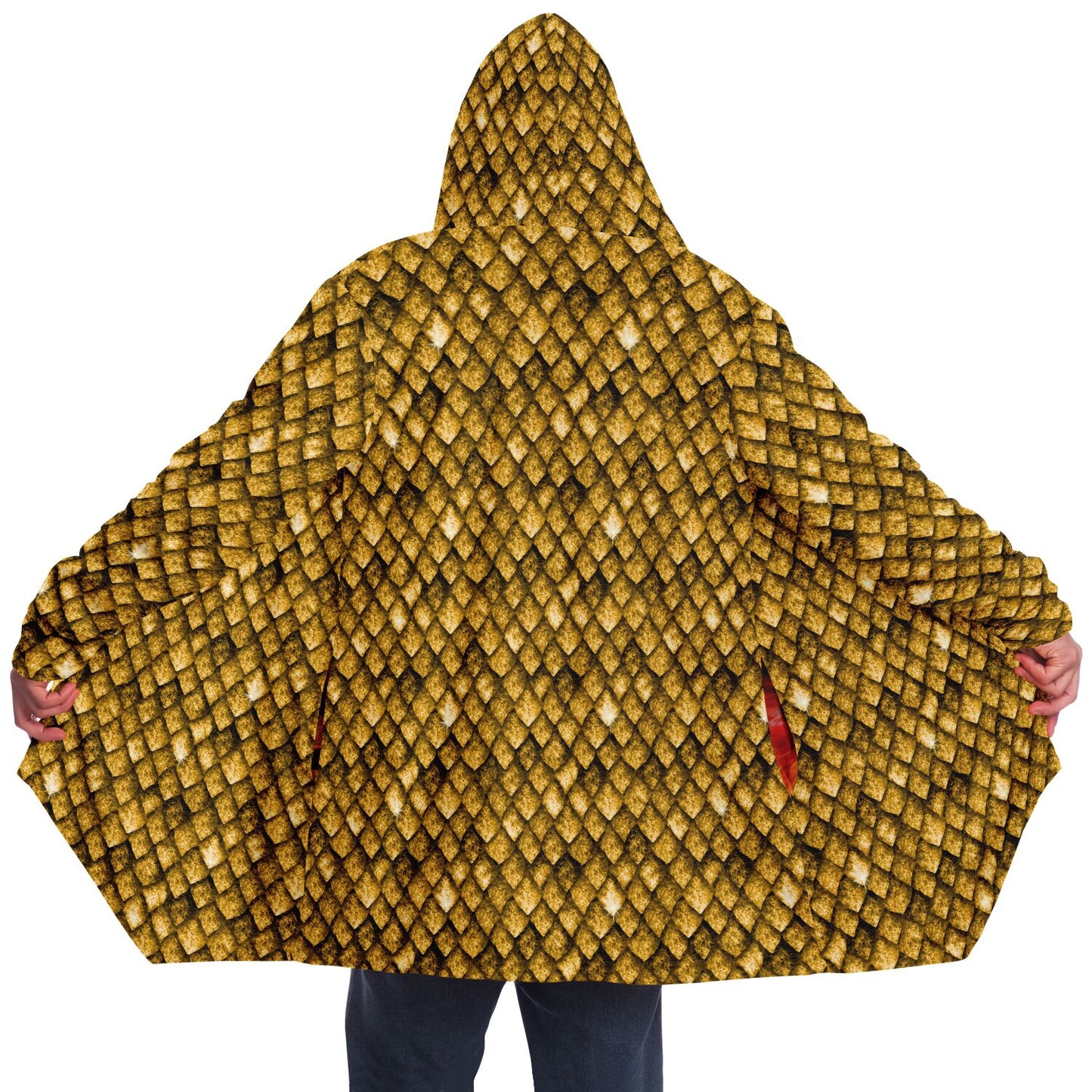 Dragon Scales Hooded Fleece Cloak - GOLD