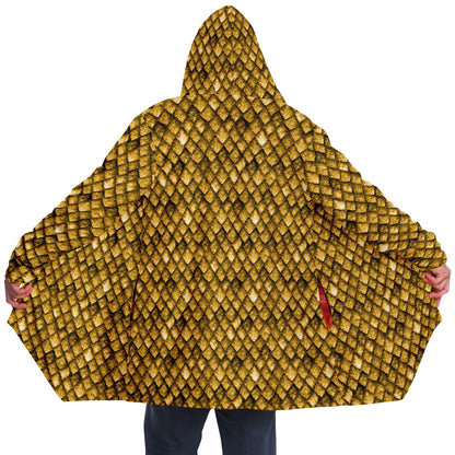 Dragon Scales Hooded Fleece Cloak - GOLD